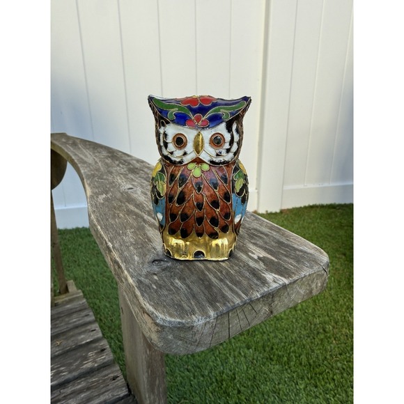 Other - Vtg Cloisonne' Enamel Owl Figurine